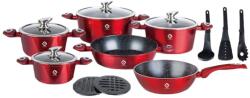 Grunberg Vase din Aluminiu, Rosii, Set 15 Piese, Capace din Sticla, Compatibile cu Plita cu Inductie, Grunberg (GR2715R)