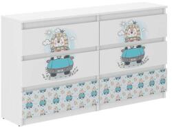 Wooden Toys Ifjúsági 6 Fiókos Komód 140 cm - Oroszlán Fehér-Kék