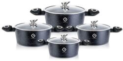 Grunberg Set 4 Cratite din Aluminiu cu Capace din Sticla, Albastre, Compatibile cu Plita cu Inductie, Grunberg (GR2716A)