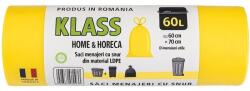 Klass Saci Menajeri Klass, 60 l, Galbeni cu Snur, 10 Bucati (SMT-1756)