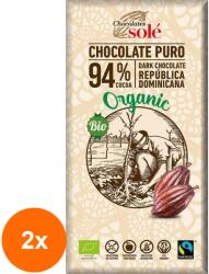 Chocolates Solé Set 2 x Ciocolata Neagra Bio si Fairtrade 94% Cacao, 100g Chocolates Sole