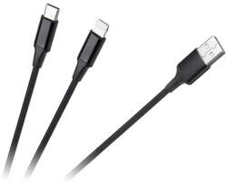 Cabletech Cablu Usb A - Usb C/lightning (2+1) 1m (kpo3944) - pcone