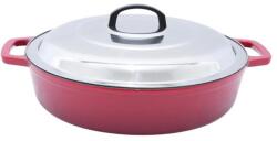 Perfect Home Cratita Joasa din Fonta Emailata, 8 l, cu Capac Inox, Rosie, Perfect Home (MRK-8E)