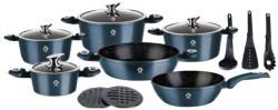 Grunberg Vase din Aluminiu, Albastre, Set 15 Piese, Capace din Sticla, Compatibile cu Plita cu Inductie, Grunberg (GR2715A)