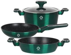 Grunberg Set 3 Vase din Aluminiu si Capac din Sticla, Verzi, Compatibile cu Plita cu Inductie, Grunberg (GR2717V)