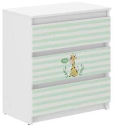 Wooden Toys Ifjúsági 3 Fiókos Komód - Zsiráf Fehér-Zöld