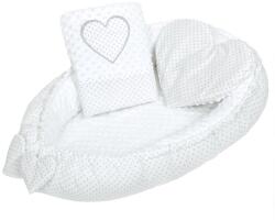New Baby New Baby-Cuib de lux cu pernă și plapumă New Baby White heart (37140)
