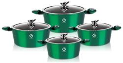 Grunberg Set 4 Cratite din Aluminiu cu Capace din Sticla, Verzi, Compatibile cu Plita cu Inductie, Grunberg (GR2716V)