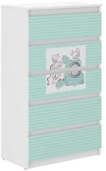 Wooden Toys Ifjúsági 5 Fiókos Komód - Barátok Fehér-Türkiz