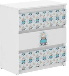 Wooden Toys Ifjúsági 3 Fiókos Komód - Oroszlán Fehér-Kék