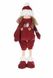 Autronic Kislány kantáros nadrágban karácsonyi dekoráció magasság 35 cm, piros