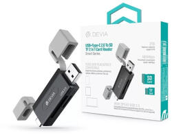 DEVIA ST112353 Smart Series 2in1 SD/microSD USB/USB C fekete memóriakártya-olvasó (ST112353) - blacktip