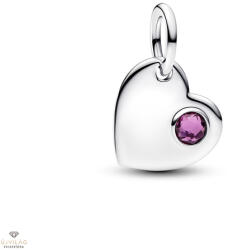 Pandora Gravírozható Szív lila kristállyal charm - 794295C02
