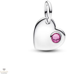 Pandora Gravírozható Szív rózsaszín kristállyal charm - 794295C10