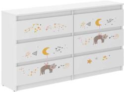 Wooden Toys Ifjúsági 6 Fiókos Komód 140 cm - Cica Fehér