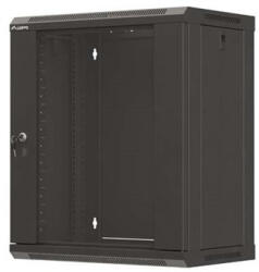 Lanberg 19" fali rack szekrény 12U/540X350, üvegajtó, lapraszerelt, fekete (WF03-5312-10B) - mzona