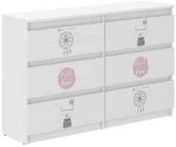 Wooden Toys Ifjúsági 6 Fiókos Komód 120 cm - Boho Maci Fehér