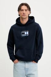 Tommy Hilfiger pamut melegítőfelső sötétkék, nyomott mintás, kapucnis, DM0DM21623 - sötétkék M