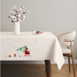 Lenjerii Deosebite Fata de masa Craciun bumbac 140x320cm cu Mos Craciun si brad, Dexy Ecru Fata de masa