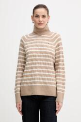 Tommy Hilfiger gyapjú pulóver könnyű, bézs, garbónyakú, WW0WW46791 - bézs S