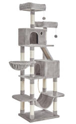 FEANDREA 206 cm Macskafa Torony Plüss Bevonattal Világosszürke (EUZ-PCT190W01V1) - prodis