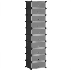 SONGMICS moduláris cipőtartó polc 10 rekeszes ajtós műanyag fekete (EUZ-LPC010BZ01)