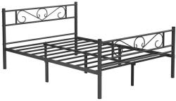 VASAGLE fém ágykeret 140x190 cm matrachoz fekete díszített fejvéggel (EUZ-RMB063BD01)