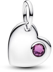 Pandora Moments gravírozható szív február függő ezüst charm - 794295C02 (794295C02)
