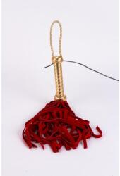  Piros korbács fém fogóval 45 cm - Flogger with metallic leather handle suede leather tails