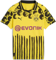 PUMA Gyerek Futball Rövid Ujjú Póló Leopárdmintás Ujjak Kidsuper X Borussia Dortmund fekete|sárga