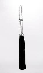 Flogger with Metallic Leather Handle and Suede Leather Tails Black 18