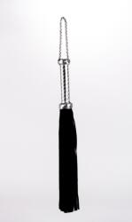 Devil Sticks Flogger with Metallic Leather Handle and Suede Leather Tails Black 18 - vibriteszt