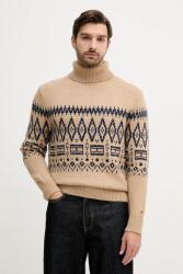 Tommy Hilfiger pulóver gyapjúkeverékből meleg, barna, garbónyakú, MW0MW40843 - barna XL