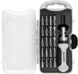GRAPHITE Bitfejes csavarhúzó készlet 115mm-es racsnis szárral, műanyag tokban, 21db (56T560)