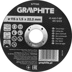 GRAPHITE Vágókorong fémhez, alumínium oxid 115x1, 5x22, 2 41 A60-T-BF, min. rendelés: 3db (57T106)