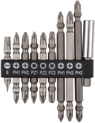 GRAPHITE Csavarhúzó bitkészlet kéthegyű, mágneses szárral, 10db (56T513)