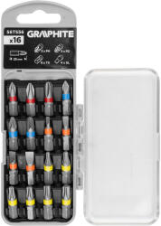 GRAPHITE Csavarhúzó bitkészlet 25/50mm, műanyag tokban, 16db (56T556)
