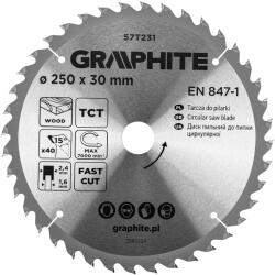 GRAPHITE Körfűrészlap, keményfém fogakkal, 250x30mm, 40fog (57T231) - szerszamparadicsom