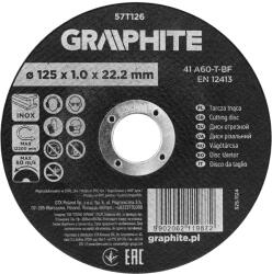 GRAPHITE Vágókorong fémhez, korund 125x1x22, 2 INOX 41 A60-T-BF, 110db (57T126)