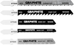 GRAPHITE Dekopírfűrészlap készlet, T-befogó, HCS, fém-fa-rétegelt lemez, 5db (57T540)