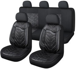 Autolife 11 részes Műbőr+Szövet anyag univerzális üléshuzat szett - 2HELYEN osztható Légzsákos - fekete-fehér (80173_alf)