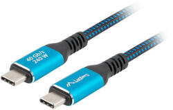 Lanberg USB4 apa-apa kábel USB-C 0.5m, 240W PD, 8K@60Hz, fekete-kék - CA-CMCM-44CU-0005-BK (CA-CMCM-44CU-0005-BK)