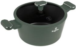 Berlinger Haus Oală cu capac 24 cm, 4.1L - Berlinger Haus Green Matte Collection BH 8201, verde, cu strat antiaderent din titan, design modern, compatibilă cu toate plitele