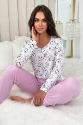 Donna Sheep long pamutpizsama, fehér-rózsaszín, M