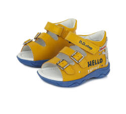 D. D. Step D. D. Step, mustársárga, bőr, kisfú, szandál, LED világítással, krokodilos díszítéssel (20-25); (AC64-6B) (20)