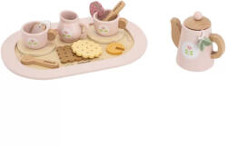 Viga Toys Teáskészlet fából (pasztell rózsaszín) (9417)