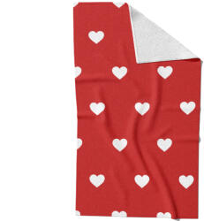 Takoy Gyorsan száradó törölköző 50x90 fehér szívecskék 6 cm piros alapon