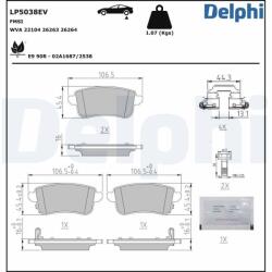 DELPHI Sada brzdových platničiek kotúčovej brzdy DELPHI LP5038EV (LP5038EV)
