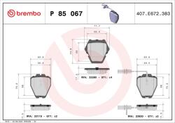 BREMBO Fékbetét készlet BREMBO P 85 067 for AUDI, SEAT, SKODA, VW (P 85 067)