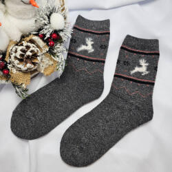 Ollike GYAPJÚ VASTAG női zokni rénszarvas mintás Szürke, 35-38 76750